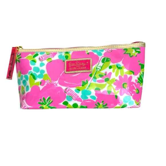 NEW Lilly Pulitzer Estée Lauder Floral PVC Cosmetic Bag Make Up Case Women’s - Picture 1 of 11